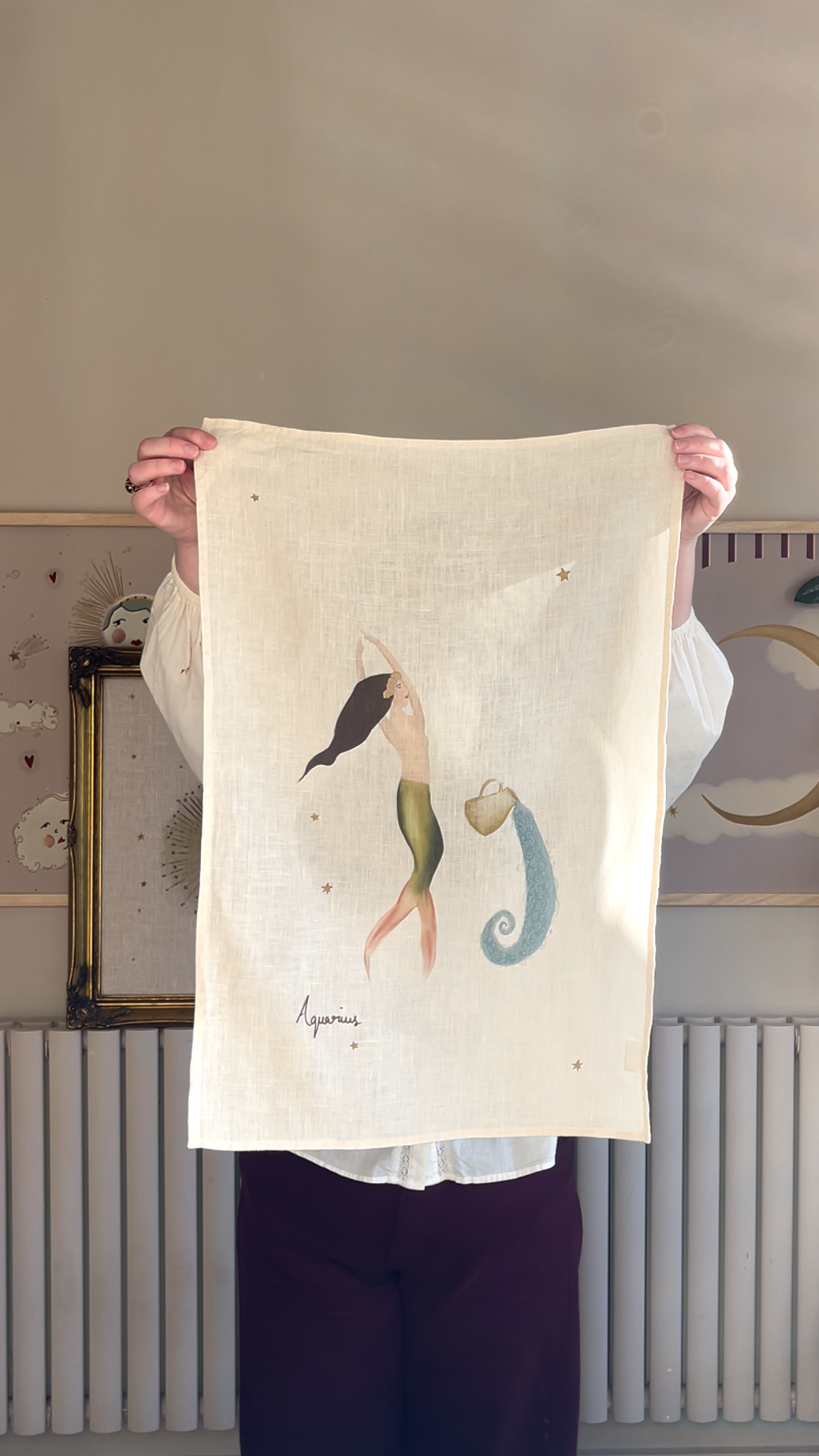 Linen Tea Towel "Aquarius"