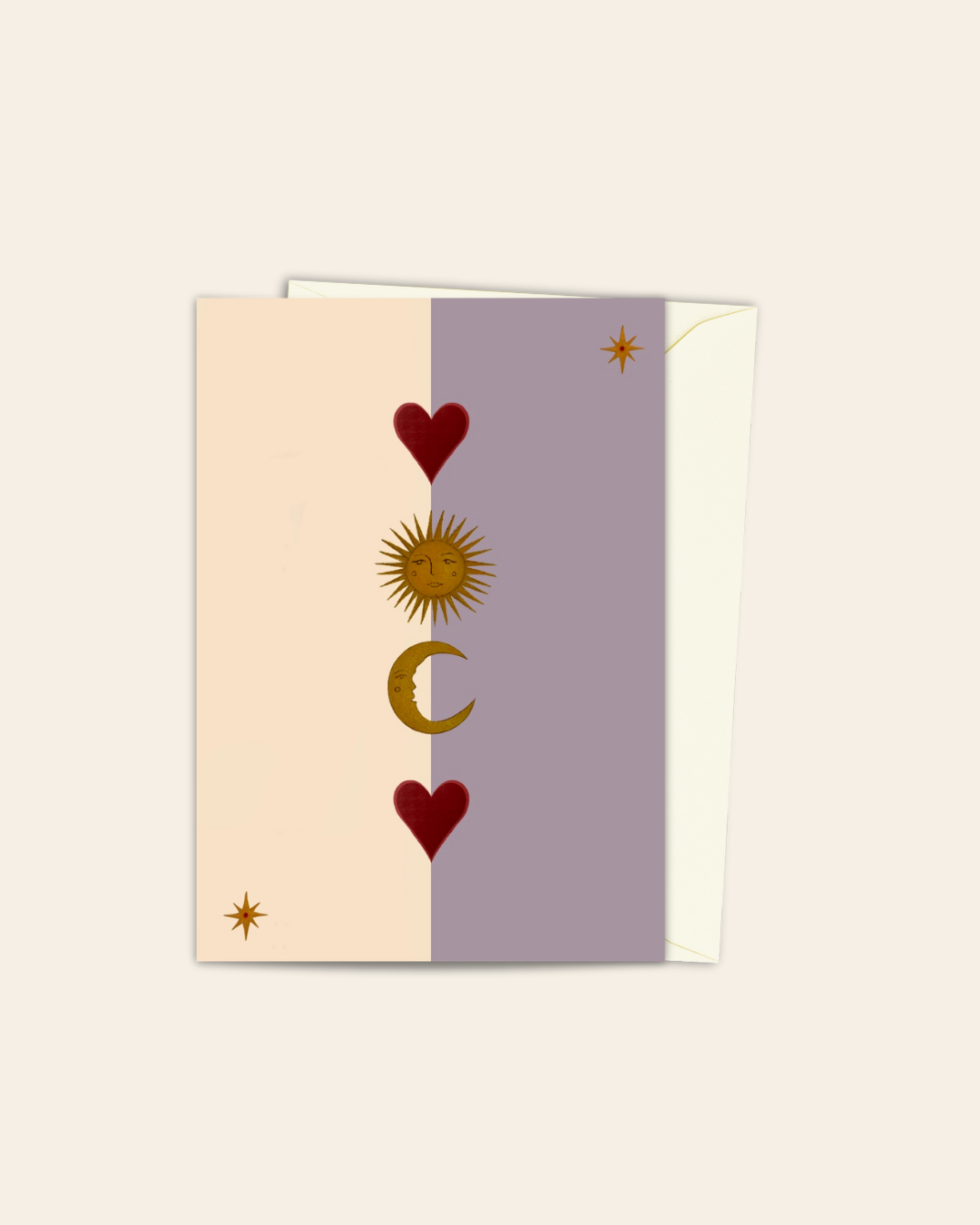 Sun, Moon and Heart card