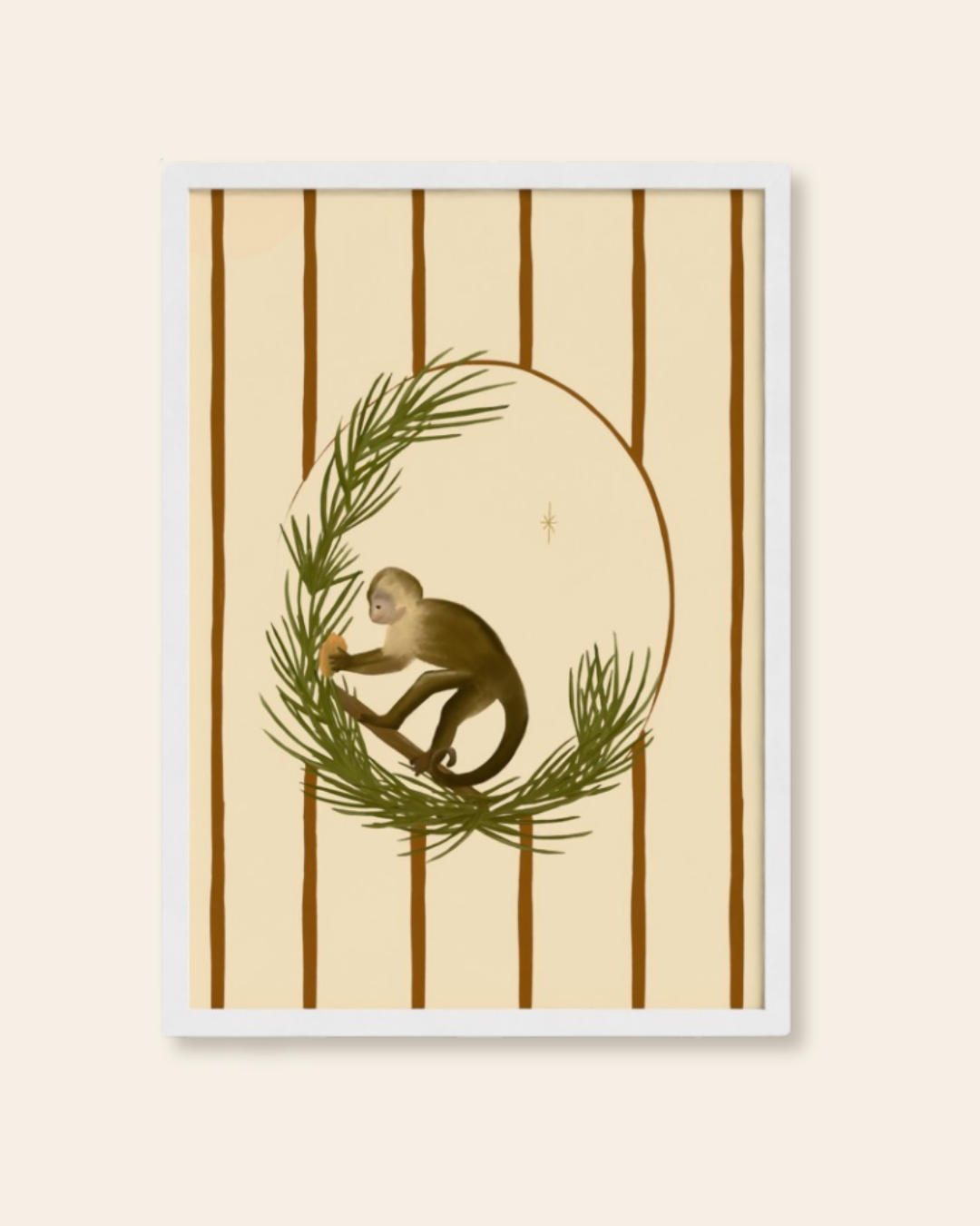 Capuchin eating a Mango Art Print