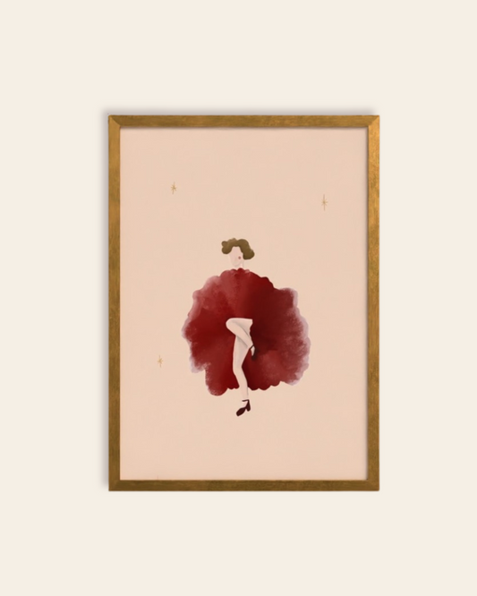 The Lady in Red art print, hand-illustrated giclée by Queen of the Rodeo