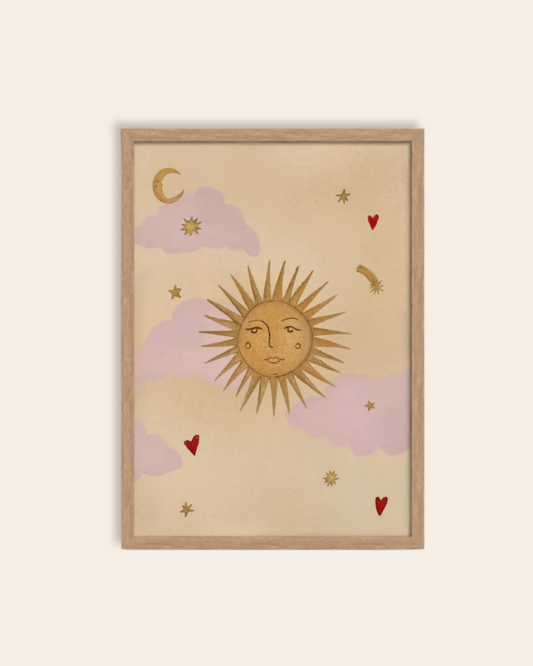 Le Soleil art print, hand-illustrated giclée by Queen of the Rodeo