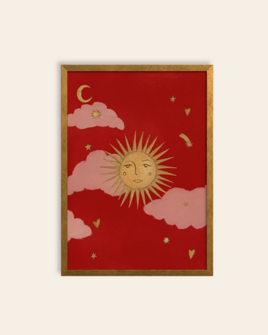 Le Soleil art print, hand-illustrated giclée by Queen of the Rodeo