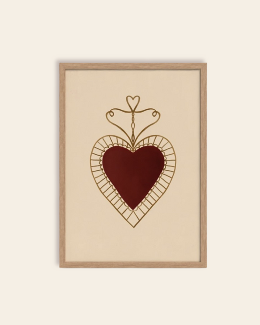 Love Heart art print, hand-illustrated giclée by Queen of the Rodeo