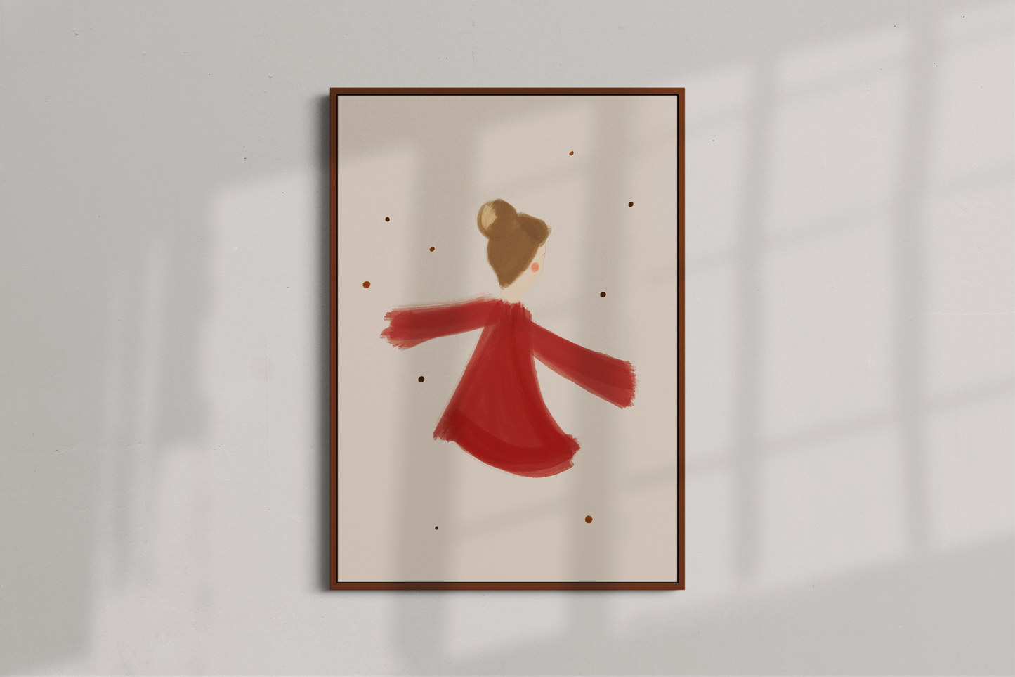 pop of red abstract female girl polka dots vintage poster art print