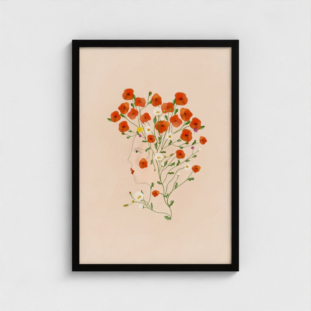 From the Poppies she grew Art Print