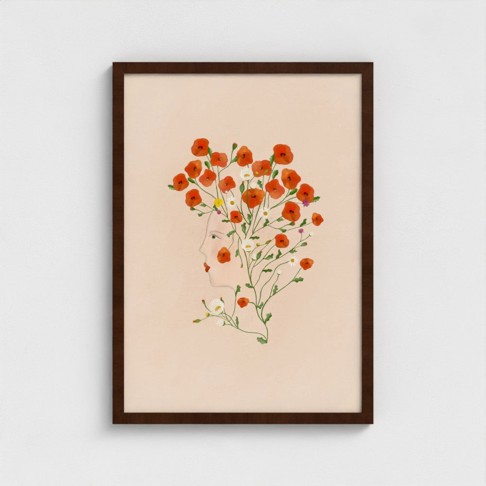 From the Poppies she grew Art Print