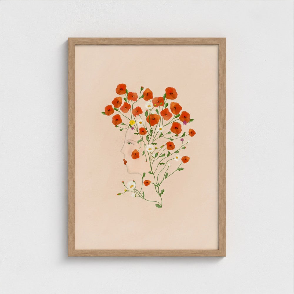 From the Poppies she grew Art Print