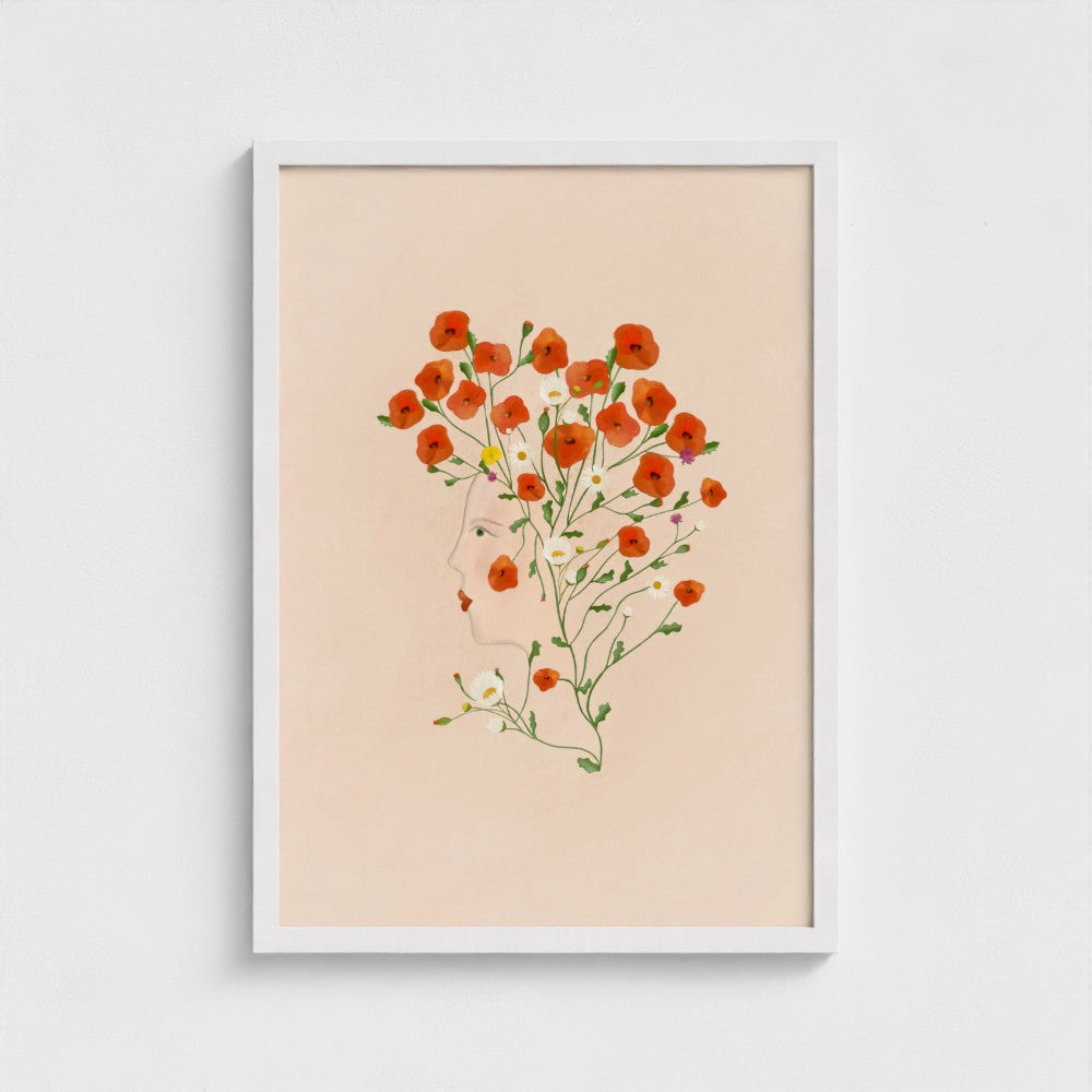 From the Poppies she grew Art Print
