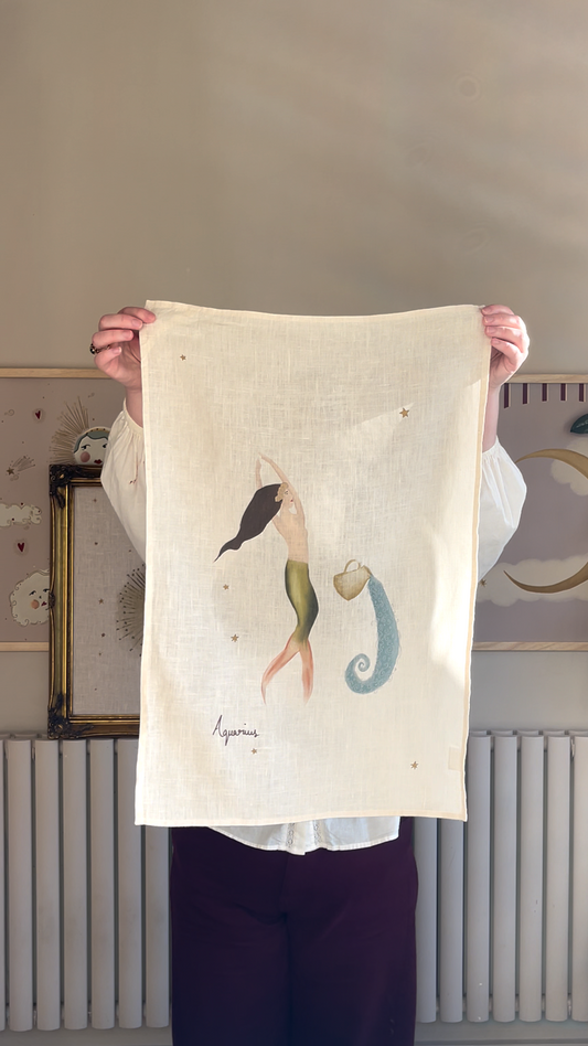 Linen Tea Towel "Aquarius"