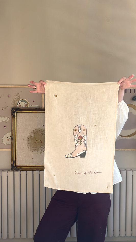 Linen Tea Towel "Boots are made for walking"