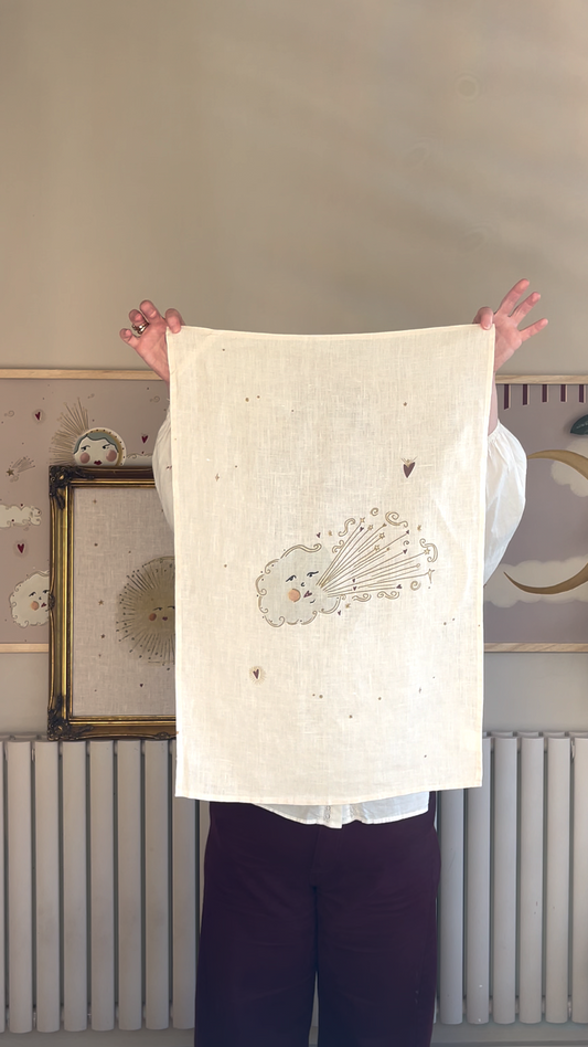 Linen Tea Towel "Love cloud"