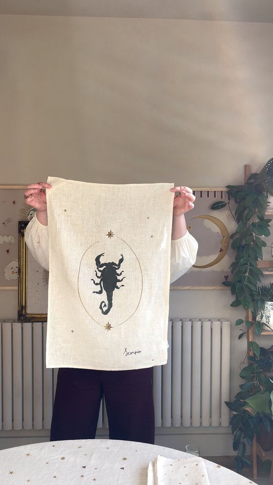 Linen Tea Towel "Scorpio"