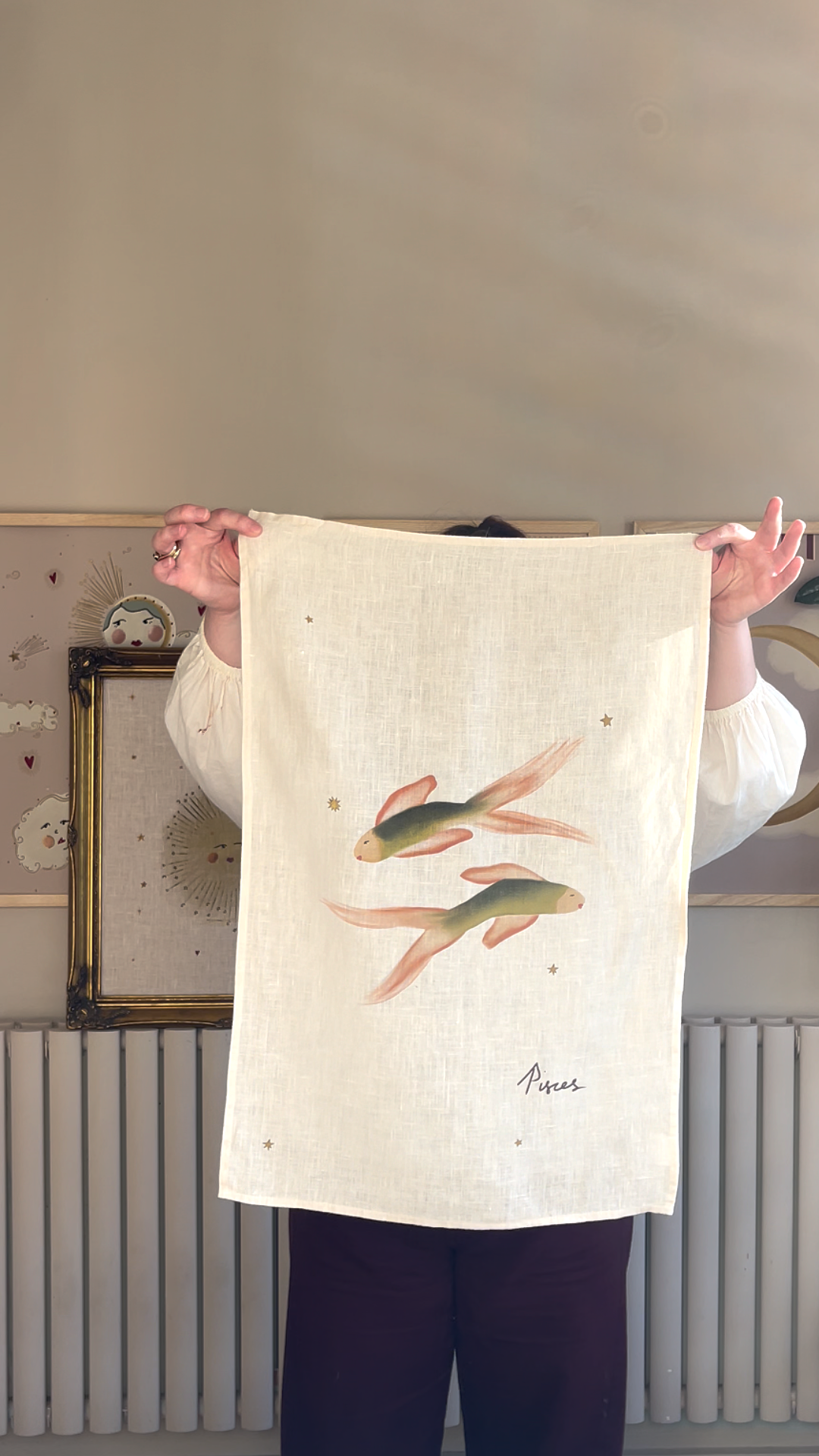Zodiac Linen Tea Towel - Pisces