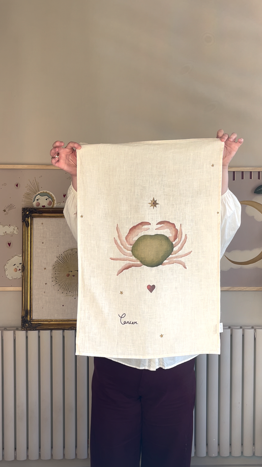 Linen Tea Towel "Cancer"