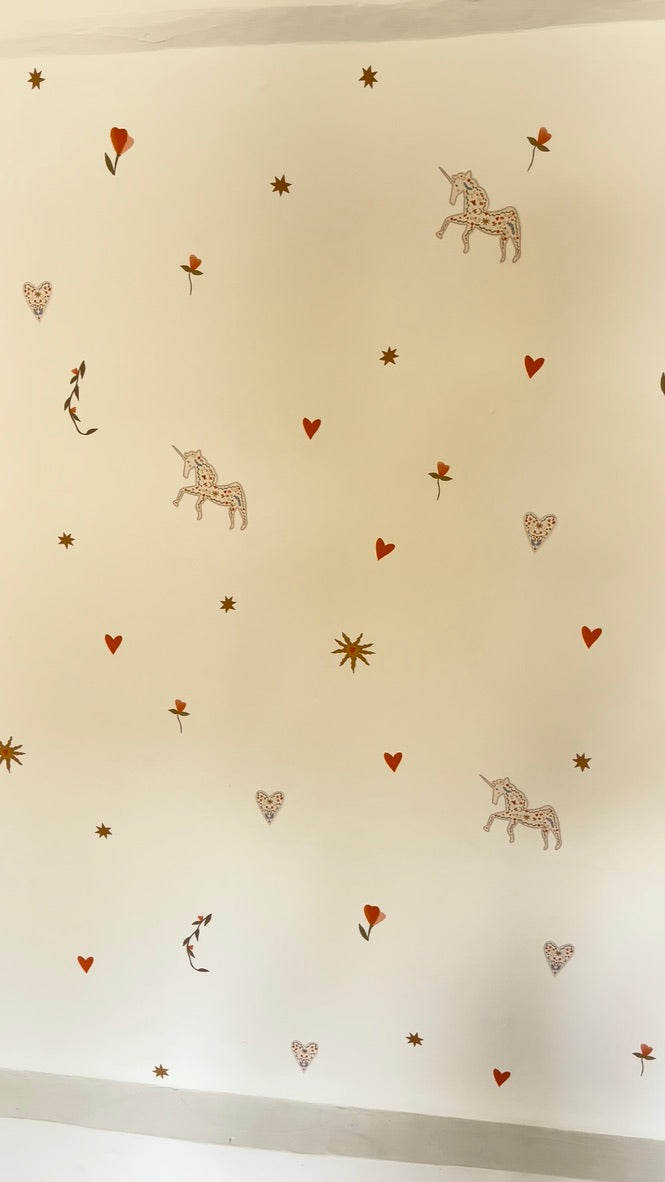 "Unicorn Garden" - Fabric Wall Stickers