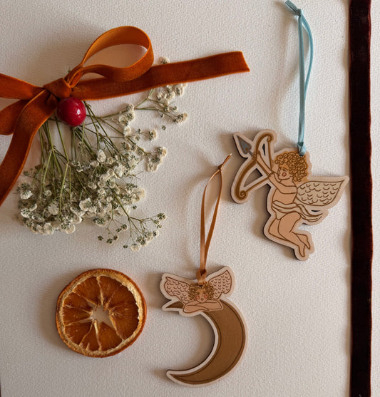 Cherub & Crescent Moon Christmas Decoration PRE-ORDER
