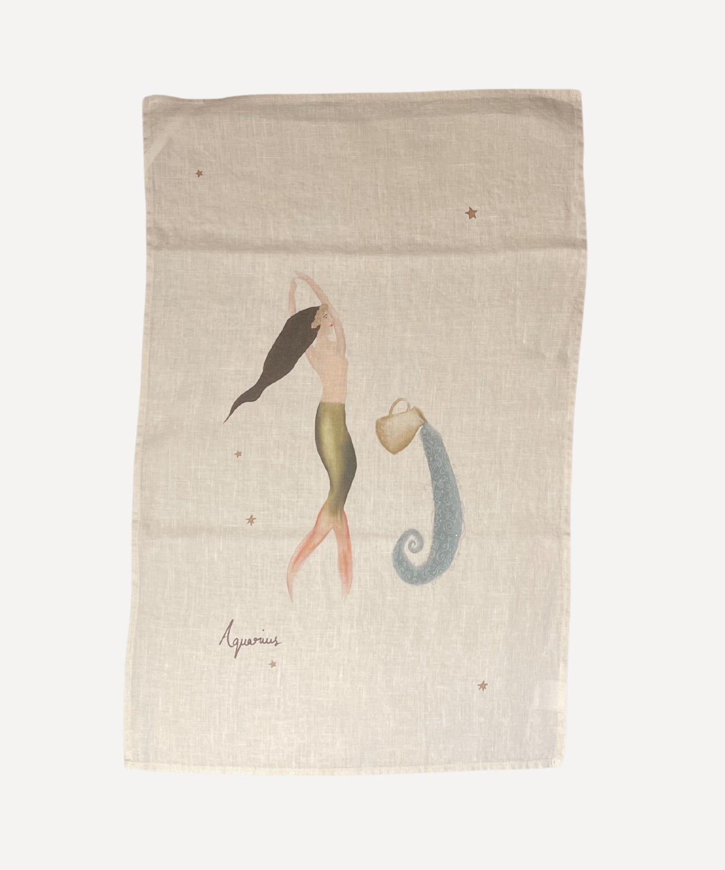 Zodiac Linen Tea Towel - Aquarius