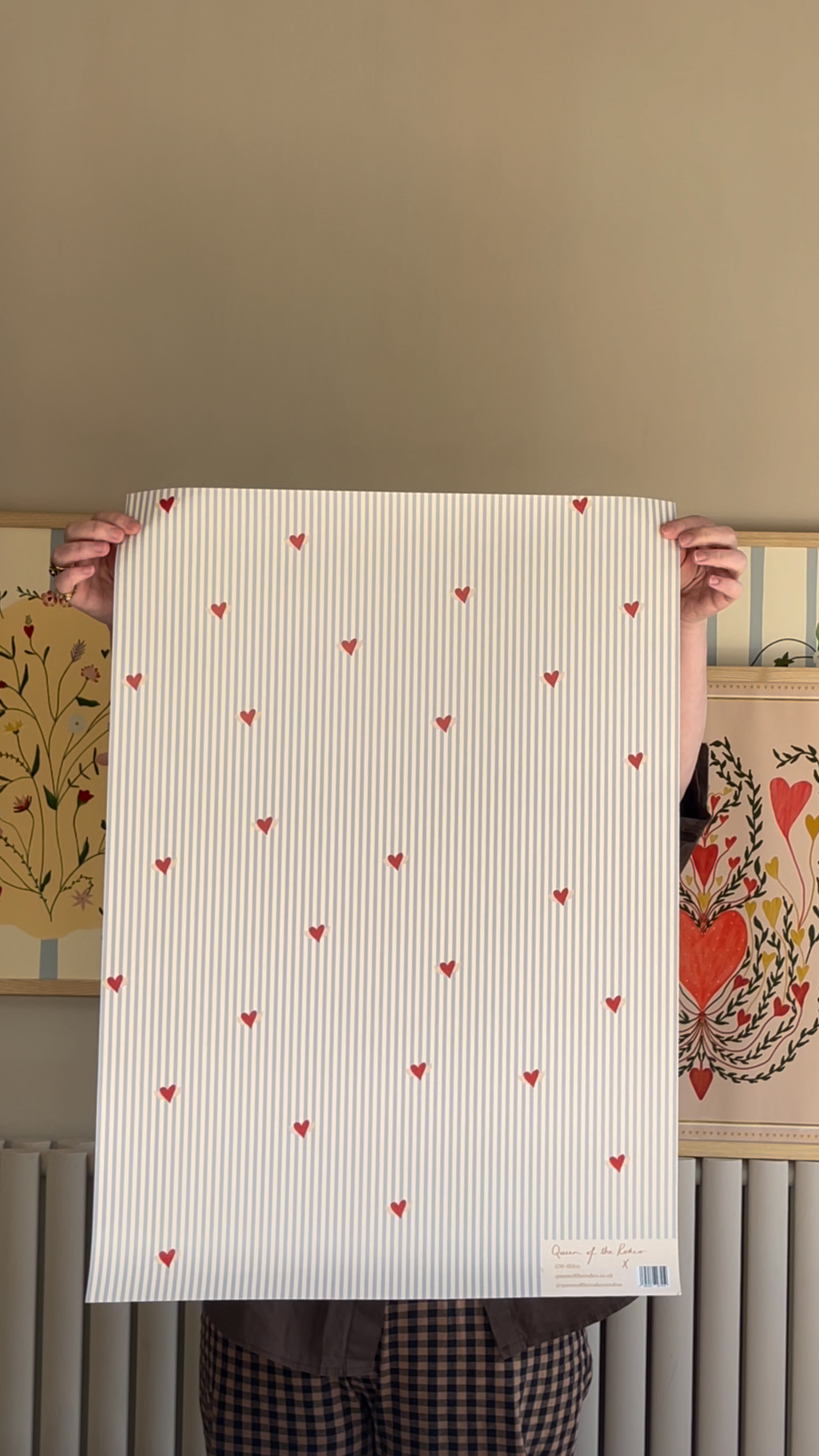 Striped Heart Gift Wrap (3 sheets)