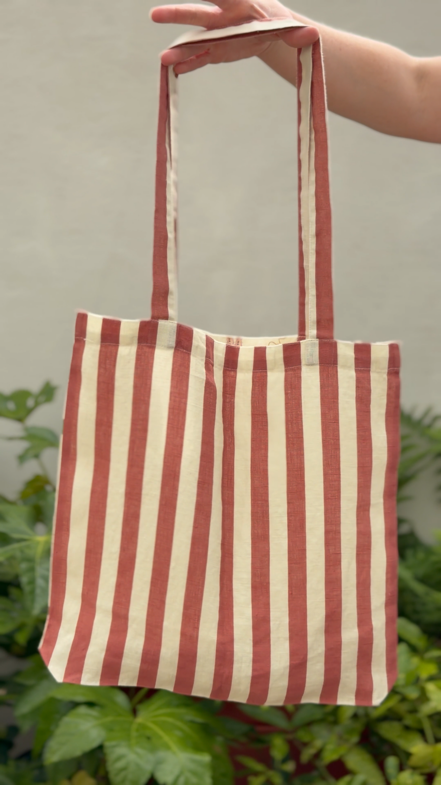 "Wild Rodeo" Linen Shopper Tote Bag, Double Sided Western Print and Striped Handles