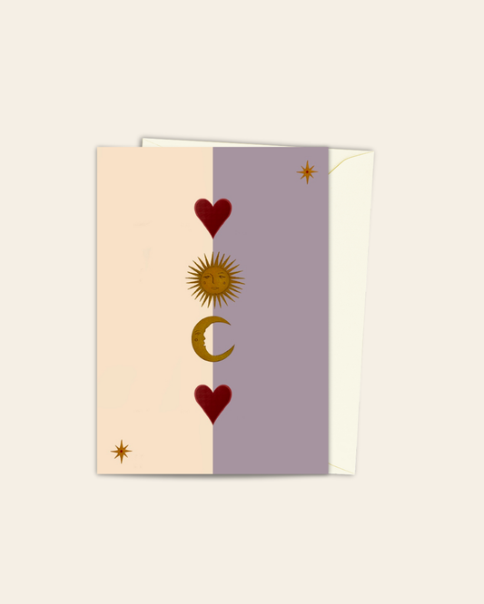 Sun, Moon and Heart card