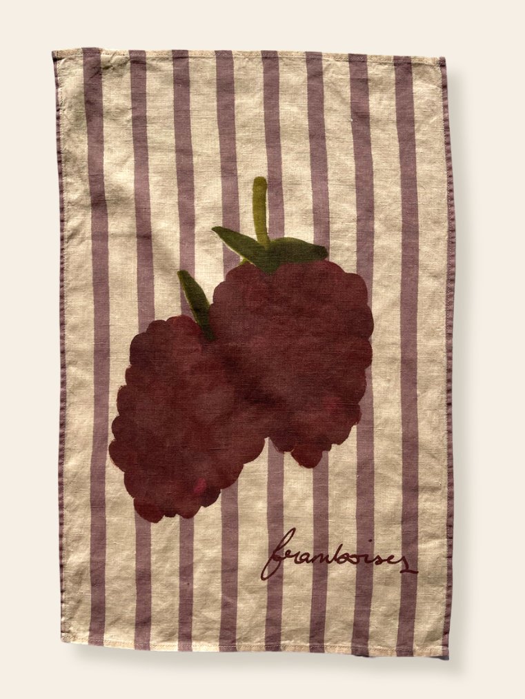 Linen Tea Towel "Framboises"