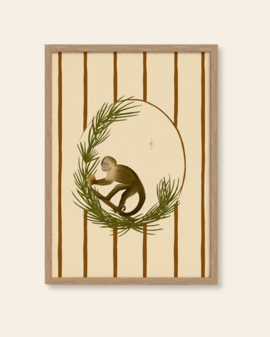 Capuchin eating a Mango Art Print