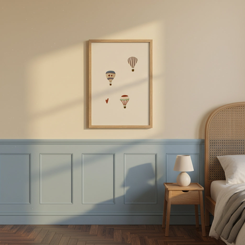Three Balloons art print — styled in a room setting